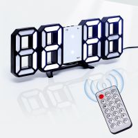 ZZOOI 3D LED Digital Wall Clock Alarm Clock with Remote Control with Time Date Temperature Display Time For Bedroom Living Room Office
