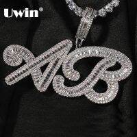 ♚  UWIN Custom Baguettecz Name Necklace Rope Chain Clarity Simulated Lab Diamonds Icy Rapper Pendant Hip Hop Jewelry