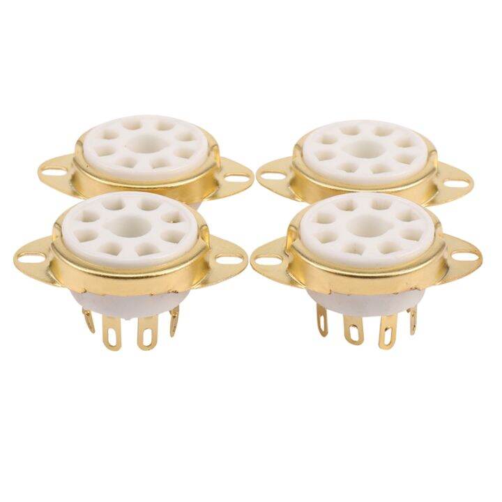 Lot de 4 Supports Flat - Octal Dorés : EL34, KT88, 6080, ... PC0052