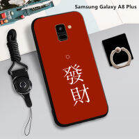 เคส TPU แบบนิ่มสำหรับ Samsung Galaxy A8พลัส/A8 + กล่องคลุมทั้งหมดพิมพ์ลายฝามีที่ถือวงแหวนและเชือก