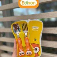 น่ารักสุด Edison Friends ช้อนส้อมเด็กสแตนเลสเกรด304 ลาย [MADE IN KOREA]