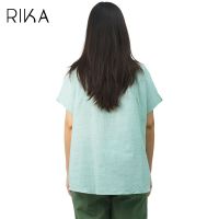 RIKA  เสื้อคอจีน ติดกระดุม ผ้าฝ้ายผสมลินิน ดีไซน์เรียบ สวย ใส่สบาย โทนสีละมุน EN3068 ฟรีไซส์ อก 46 นิ้ว สามารถใส่ไปทำงาน เที่ยว ไปทำบุญได้