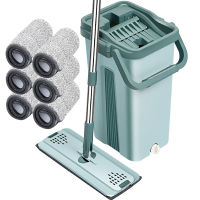 ไม้ถูพื้นไมโครไฟเบอร์ไม้ถูพื้นแบบเปียกพร้อมถังผ้า Squeeze Cleaning Bathroom Mop For Wash Floor Home Kitchen Cleaner