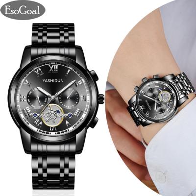 Eesogoal นาฬิกาควอตซ์ผู้ชายธุรกิจกันน้ำนาฬิกาสายเหล็กแฟชั่นผู้ชายเป็นทางการสุดหรูส่องสว่าง