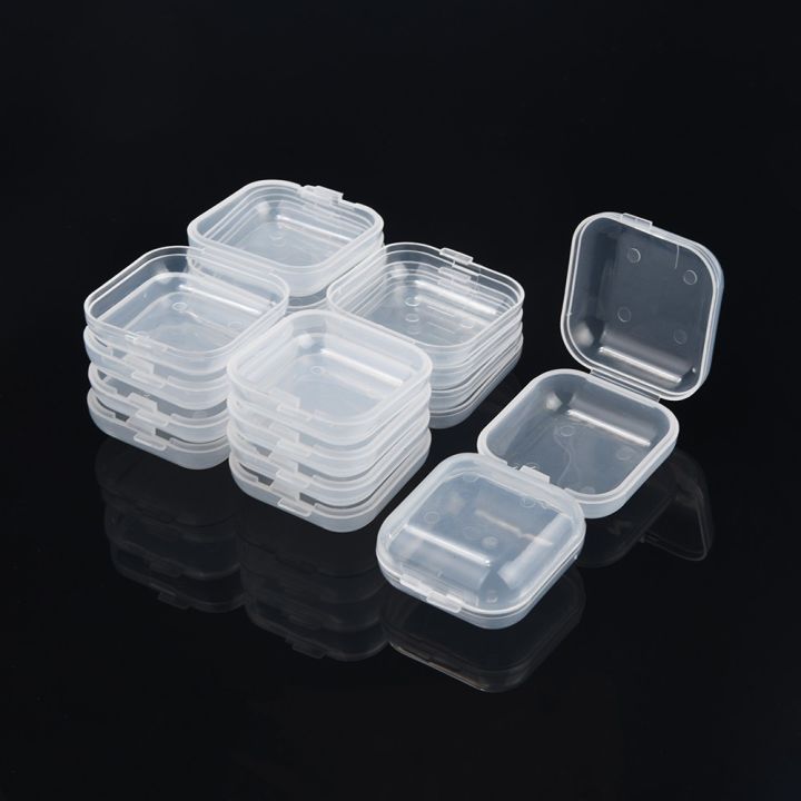 10pcs-portable-transparent-flip-jewelry-box-square-plastic-small-storage-box