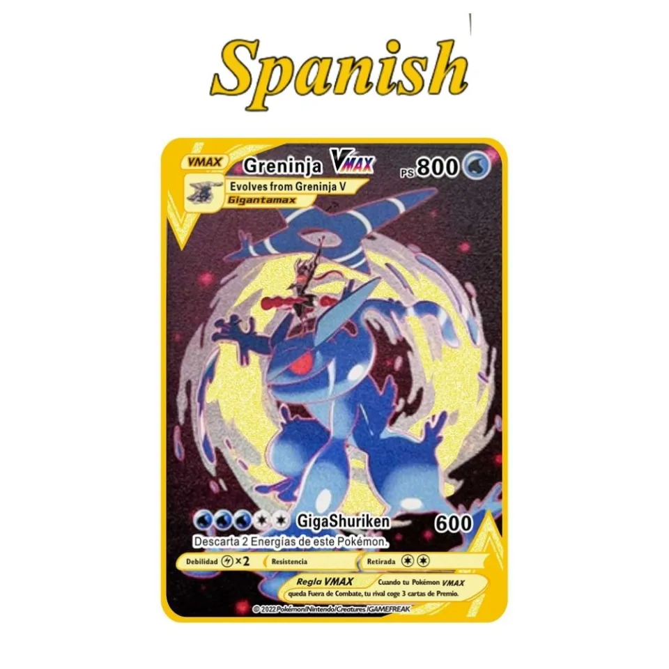 Spanish 800PS Vmax Greninja GX Mega Vstar Golden Pokemon Card Iron