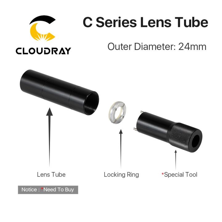 cloudray-c-series-co2-lens-tube-outer-diameter-24mm-for-lens-dia-20mm-fl50-8-63-5-101-6mm-for-co2-laser-cutting-machine