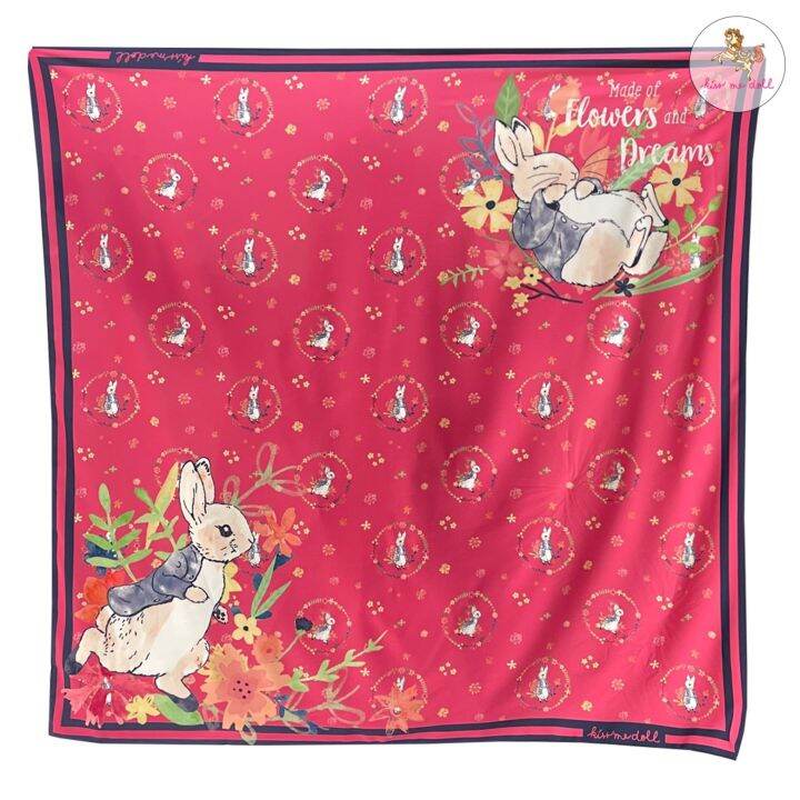 kiss-me-doll-ผ้าพันคอ-ผ้าคลุมไหล่-peter-rabbit-ลาย-blooming-ขนาด100x100-cm