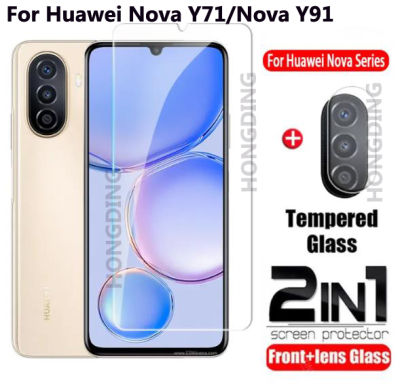 2-In-1สำหรับกระจก Y71 Huawei Nova สำหรับ Y91 Huawei Nova คลุมทั้งหมดกาว9H ปกป้องหน้าจอสำหรับ Huawei Nova Y 70 Y70กระจก Y71