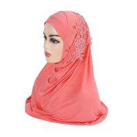 【CW】 H027 Big girls muslim amira hijab with Rhinestones islamic scarf arabic hats women  39;s headwrap Shawl pray