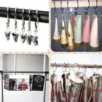 【LZ】 10PCS Metal Snap Ring Curtain Buckle Simple  with Opening Multifunction Hooks Hanger Racks Household Supplies