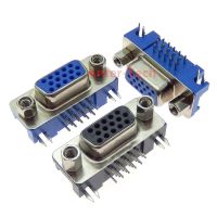 5PCS DB15 DR15 FEMALE PCB Mount CONNECTOR RIGHT ANGLE D-Sub 3Rows Blue Parallel Port CONNECTORS 15pin 15 pin VGA socket Adapter Cables