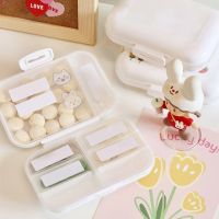Mini Simple Waterproof Medicine Box with Label Stickers Student Portable Candy/Snack/Pill Organizer Case