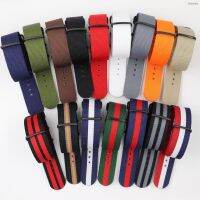 ⌚ Watch strap accessories สายผ้าใบไนล่อนนาโต้ระเบิดชุบสูญญากาศหัวเข็มขัดสีดำสร้อยข้อมือผ้าสีทึบ 3 แหวน 007