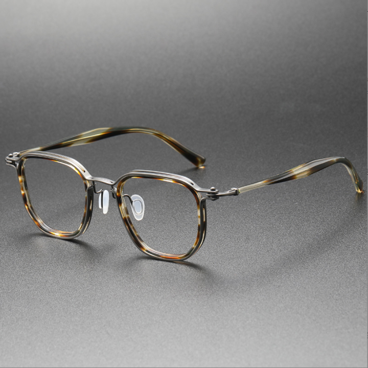 Pure Titanium Prescription Myopia Eyeglasses Frame Men Vintage Acetate Optical Eyewear Anti 9042