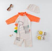 New Arrival Lovely Dinosaur Baby Uni Swimwear with Swimming CapHandsome Beach Sunscreen Surfing Swimsuit 3306