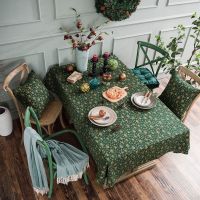 【cw】 Japan Style Linen Cotton Christmas Party Tablecloth Rectangle Green Bronzing Gold Dinning Table Cover For Home Events Decorative ！