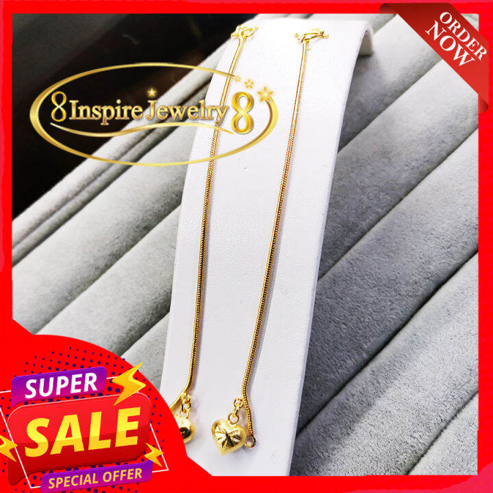 inspire-jewelry-สร้อยข้อมือเด็กลายกระดูกงูกลมขัดมัน-สำหรับเด็ก-ห้อยหัวใจตอกลาย-ยาว-12-5-cm-พร้อมถุงสวยหรู-มีสองเส้น-หรือเส้นเดียวให้เลือก