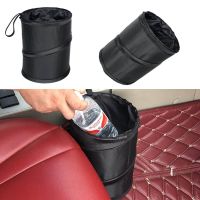 Black Car Trash Can Pack Bag Waterproof Car Trash Bag Car Garbage Bag with Side Pocket Portable Hanging Folding Storage Bucket