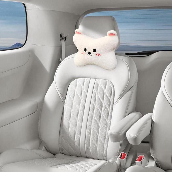 หมอนรองศีรษะในรถยนต์-auto-car-neck-support-cushion-cute-neck-rest-pad-with-sherpa-fabric-and-elastic-car-accessories