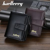 COD KKW MALL Baellerry Wallet Short PU Leather Wallet Korean Multi-function Vertical Zipper Coin Multi-card Soft Leather Purse