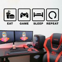 Eat Sleep Game Repeat Play Joystick Game Room Wall Decal Vinyl Home Decor Boys Teens Bedroom Sticker Removable Wall Poster S103