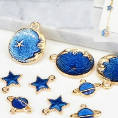 10pcs/set Alloy Drop Oil Planet Star Heart Shape Charms Diy Nacklace Earrings Pendant Jewelry Making Supplies