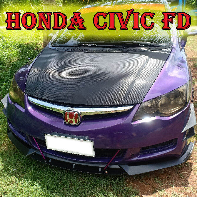 Honda Civic FD Matte Black Car Front Bumper Lip Double Chin Splitter Diffuser Body Kit Lazada PH