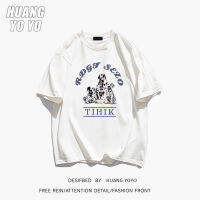 HUANGYOYO เสื้อยืดแขนสั้นสำหรับผู้หญิงผ้าคอตตอน100% มีตัวอักษรแบบเรียบง่ายและลำลอง