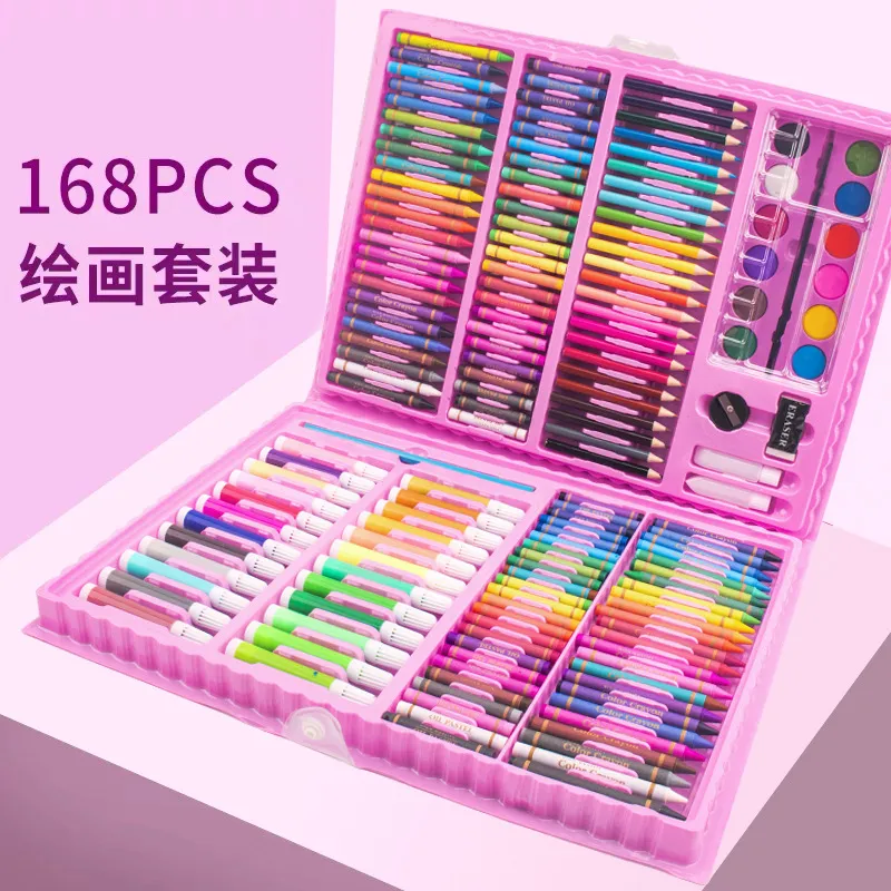 MABOTO 168pcs Drawing Pen Art Set Kit Painting Sketching Color Pencils  Crayon Oil Pastel Water Color Glue with Case for Children Kids