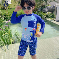 3pcs/set Boys Split Swimsuit Quick-drying Cartoon Printing Swimsuit Swimming Trunk Swimming Cap Set【fast】