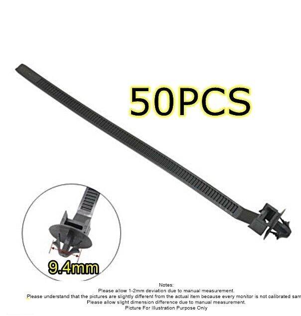 50pcs Car Cable Fastening Tie Strap Push Mount Wire Retainer Clip Clamp