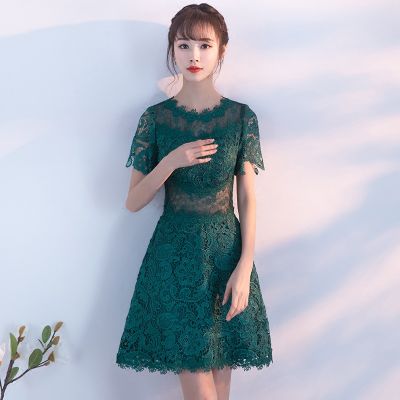 Evening Dress Women Short Fashion 2022 New Banquet Princess Green Korean Dress Sexy Slim Fit
