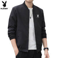 Playboy แจ็กเก็ตแฟชั่นชายน้ำหนักเบา,เสื้อสีพื้นใส่ง่าย (M-5XL)