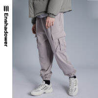 ENSHADOWER 22AW ถักกางเกงผู้ชายฤดูหนาว Multi-Pocket Fleece Sweatpants หนากางเกงลำลอง Streetwear