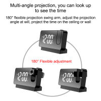 Hot180 ° หมุน LED นาฬิกาปลุกฉายดิจิตอล USB อิเล็กทรอนิกส์เพดานโปรเจคเตอร์นาฬิกาปลุกสำหรับห้องนอนข้างเตียงนาฬิกาตั้งโต๊ะ