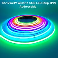 DC12V/24V Addressable COB RGBIC LED Strip Light 720Leds/m WS2811 Pixel RGB Dream Full Color Flexible FOB LED Tape 12mm PCB