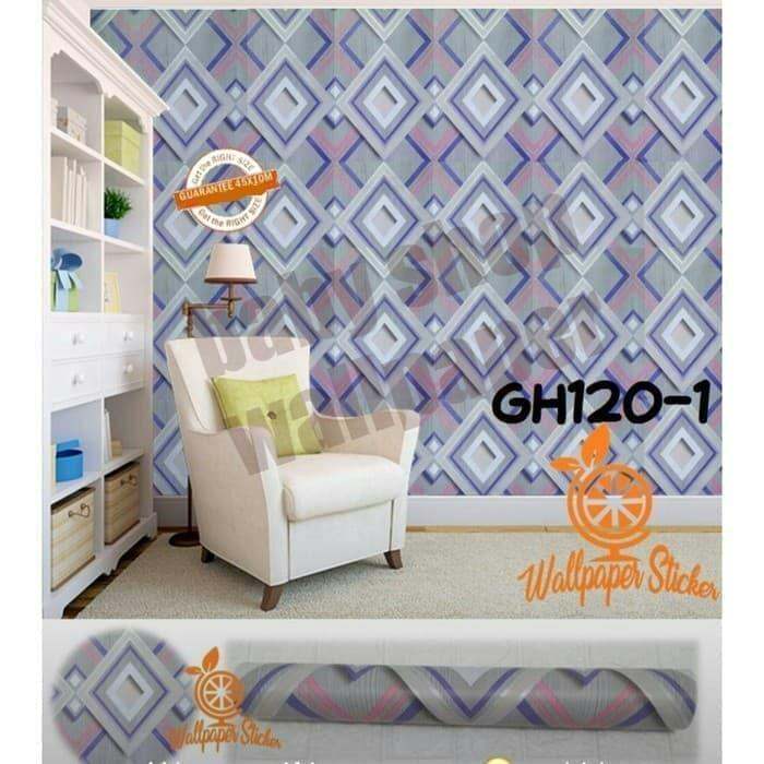Wallpaper Sticker Dinding Kotakkotak 3D Modernt Ukuran 10m x 45cm