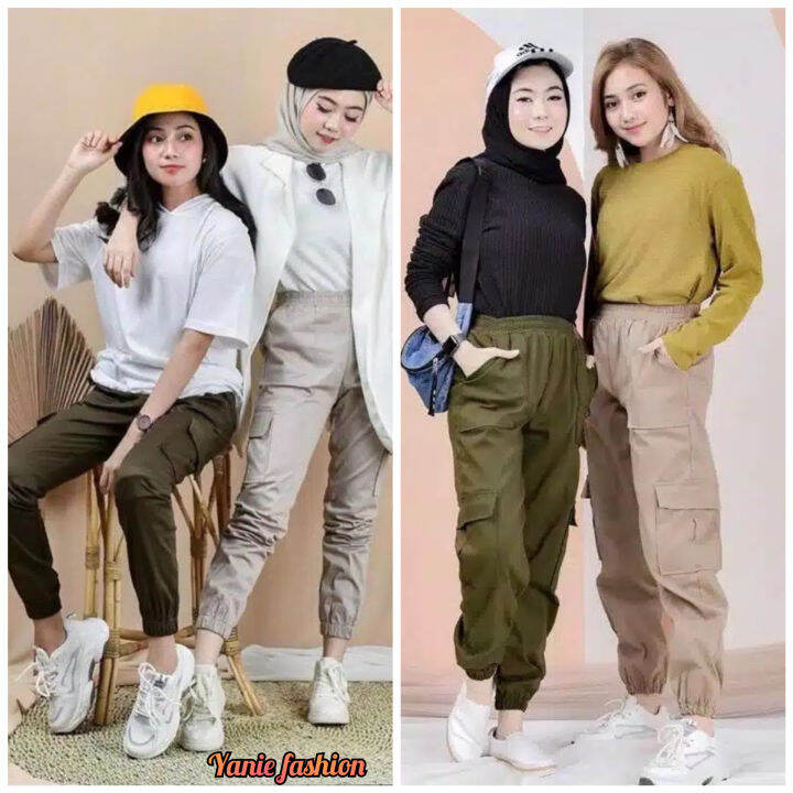 JOGGER CARGO PANTS PREMIUM /CELANA PANJANG WANITA BAGGY | Lazada Indonesia