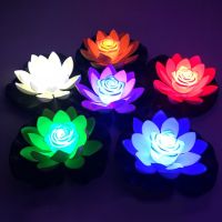 LED Floating Lotus Light Artificial Lily Flower Night Lamp Pond Pool Garden Fish Tank Underwater Lights Landscape Decoration