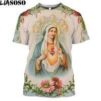 (All sizes are in stock)   Liasoso Short Sleeve T-shirt Guadalupe Virgin Mary Catholic 3D Print Luxury Summer Fashion Harajuku Style  (You can customize the name and pattern for free)