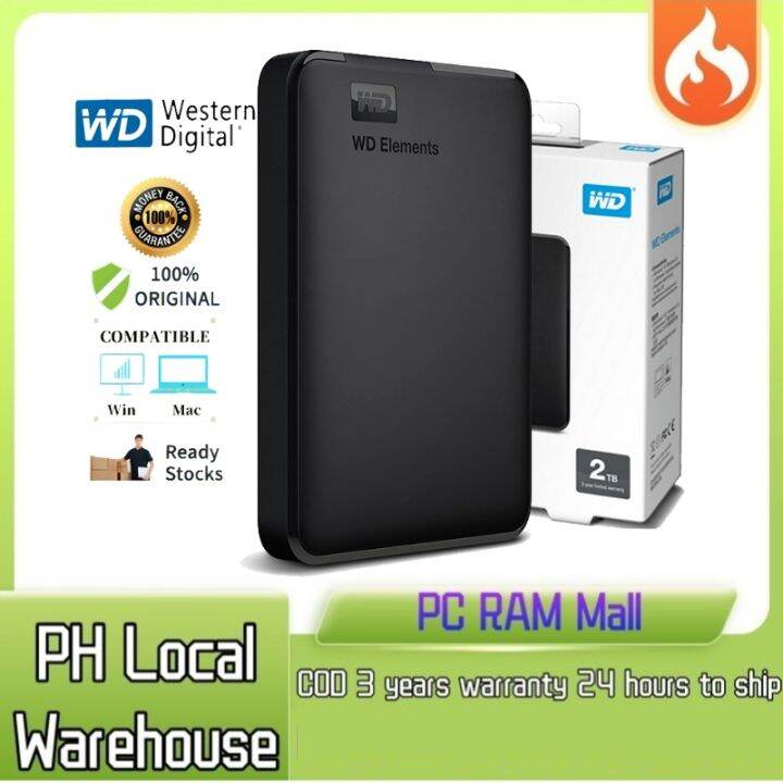 WD Elements Portable 500GB 1TB 2TB External Hard Disk USB 3.0 External ...