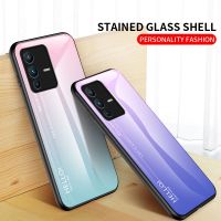 เคสสำหรับ VIVO V23 5G Gradient กระจกเทมเปอร์ TPU Edge Cover สำหรับ VIVO V23 5G ปลอกกันกระแทกฝาแข็งนุ่ม