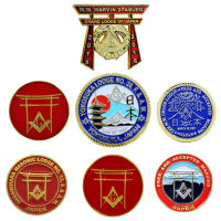 ญี่ปุ่น Masonic Badge Classic Shrine Torii Badge ที่ระลึก Freemasonry Gold Plated Lapel Pin เข็มกลัดสำหรับเสื้อผ้ากระเป๋า Hat