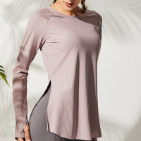 Loose yoga clothes for fitness sport shirt women blouse O-neck workout running long sleeve femme gym top with thumb holes