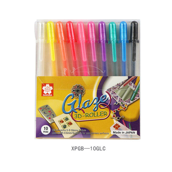 sakura-gelly-roll-pens-gel-ink-ballsign-pen-art-marker-highlighter-metallic-stone-glass-ceramic-black-card-drawing-3d-effect