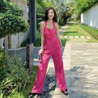 Hanging neck jumpsuits summer port of atmosphere quality and the design feeling restoring ancient ways of leisure fashion minus age mei red wide-legged overalls