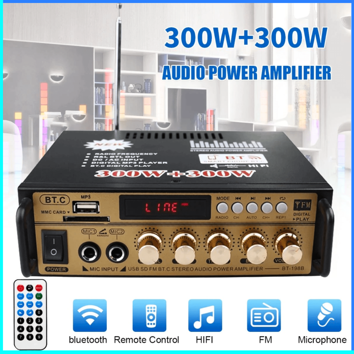 PENGIRIMAN JAKARTA KYYSLB Audio Bluetooth Amplifier HiFi 300Wx2 Remote