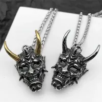 Exquisite Gothic Ghost Mask Pendant Necklace Mens Classic Retro Punk Hip Hop Rock Necklace Jewelry Horror Halloween Gift2022