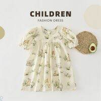 [COD] dress summer new super fairy princess version of foreign style baby girl print cute rabbit fresh